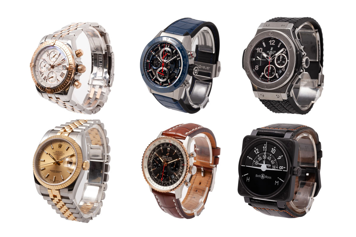 Image of Prestige Watches including Rolex, Breitling, Hublot, Tag Heuer and Bell & Ross